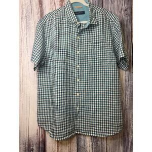 Tommy Bahama Men's Blue/Green Plaid Short Sleeve Linen Button Down Shirt XL